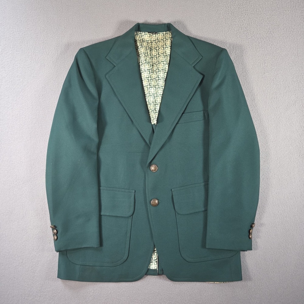 Vintage Leisure Suit Jacket Mens 40R Green JCPenney 70s Disco Mod Blazer